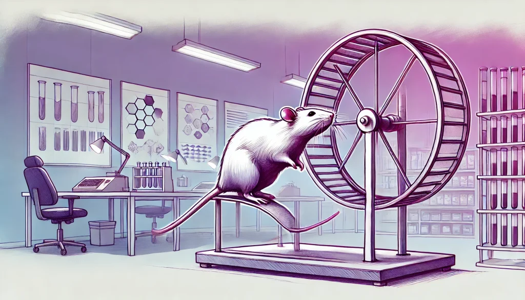 Image of a rat on a wheel