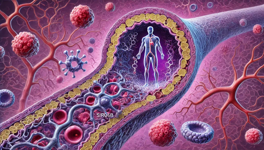 An illustration of a transparent man exploring an artery