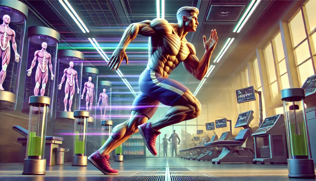 image of a man running in a lab